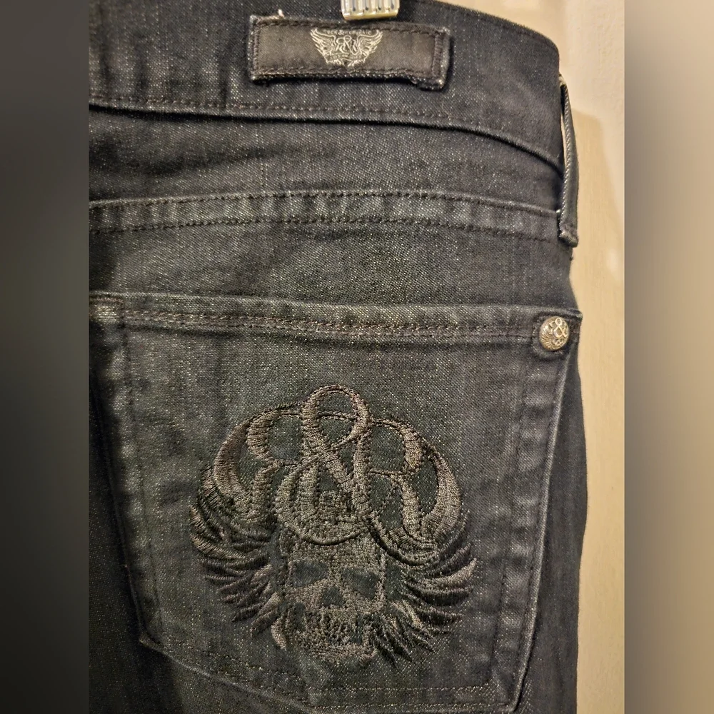 Rock & Republic Women's Berlin Tapered Leg Black Denim USA Jeans Size 30 (33x34)